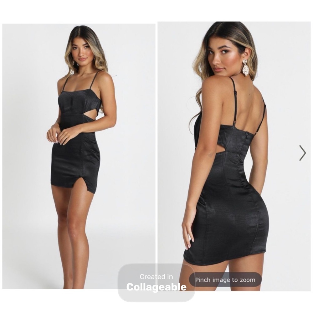 Showpo. Women’s Talking Pretty Dress Sz 2 Black Cutout Sides